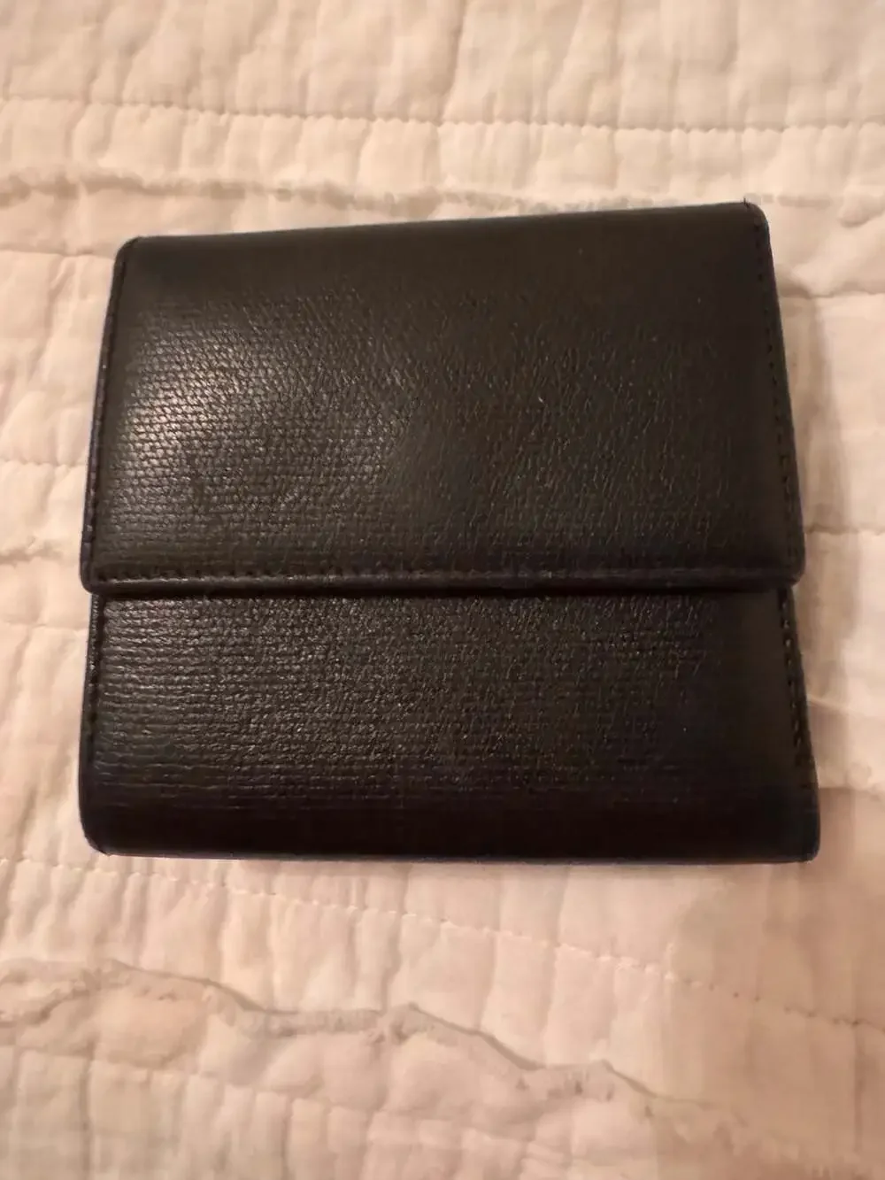 Chanel Black Caviar Leather Coco Button Trifold Compact Wallet
